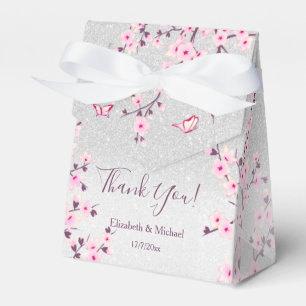 Cherry Blüten Rosa Silber Glitzer Custom Wedding Geschenkschachtel