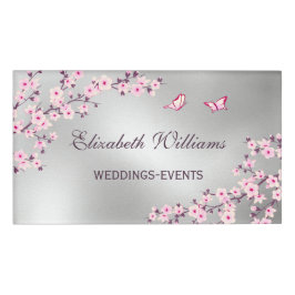 Cherry Blüten Rosa Silberdecker Hochzeitsplaner Namenschild