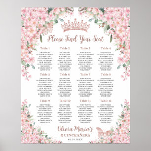 Cherry Blüten Rose Gold Quinceanera Sitzplatz Poster