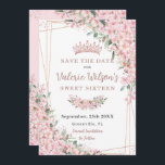 Cherry Blüten Rose Gold Süße 16 Quinceañera Save The Date<br><div class="desc">Personalisieren Sie diese hübschen Kirschblüten Quinceañera / Sweet 16 Geburtstag Save the Date einfach und schnell. Klicken Sie einfach auf die Schaltfläche "Weitere Einstellungen", um die Texte zu bearbeiten, Schriftart und Schriftart zu ändern. Mit wunderschönen Aquarellkirschblüten Blume und einem geometrischen Rahmen aus Rose vergoldet. Matching-Elemente im Speicher verfügbar. c) Somerset...</div>