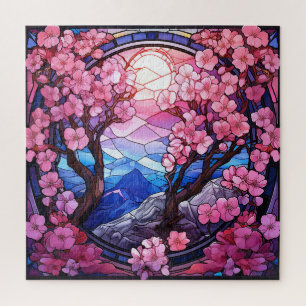 Cherry-Blüten verklebtes Glas-Puzzle Puzzle