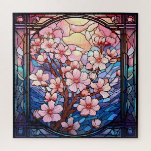 Cherry-Blüten verklebtes Glas-Puzzle Puzzle