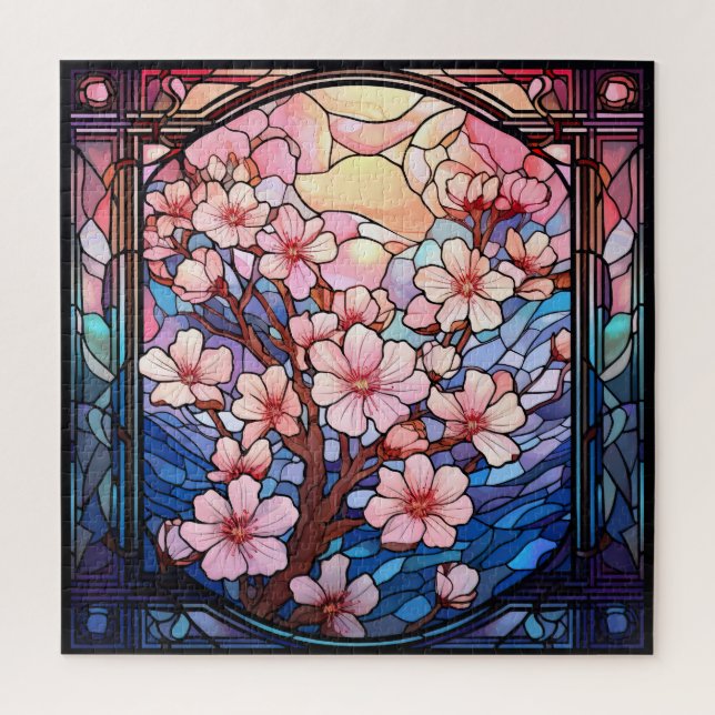 Cherry-Blüten verklebtes Glas-Puzzle Puzzle (Vertikal)