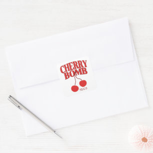 Cherry Bomb Retro Quadratischer Aufkleber