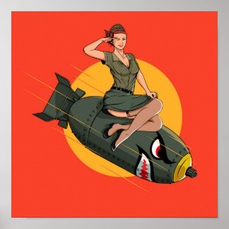 Cherry Bomb WW2 Button Up Girl Poster