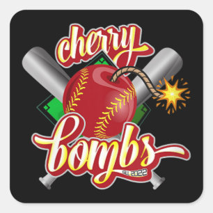 Cherry Bombs Logo Softball Parents Glendora Gear Quadratischer Aufkleber