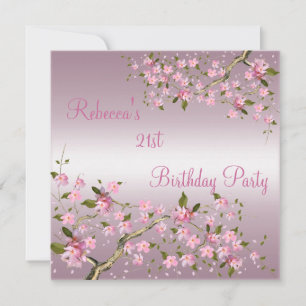 Cherry Bossom 21. Elegante Geburtstagsfeier Rosa Einladung