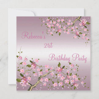 Cherry Bossom 21. Elegante Geburtstagsparty Pink Einladung