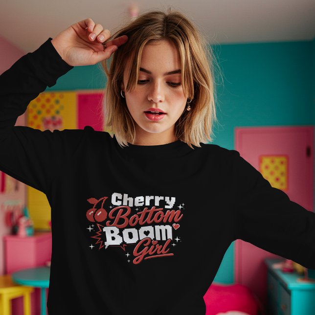 Cherry Bottom Girl – Retro Kirsche T-Shirt (Von Creator hochgeladen)