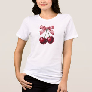 Cherry Bow Coquette T-Shirt Süße rote Kirschen Tri-Blend Shirt
