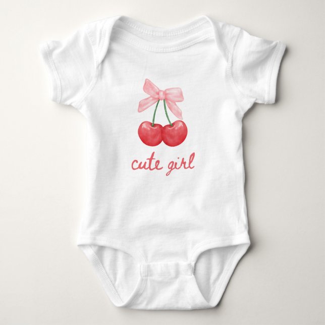 Cherry Bow Niedlich Girl Design Baby Strampler (Vorderseite)