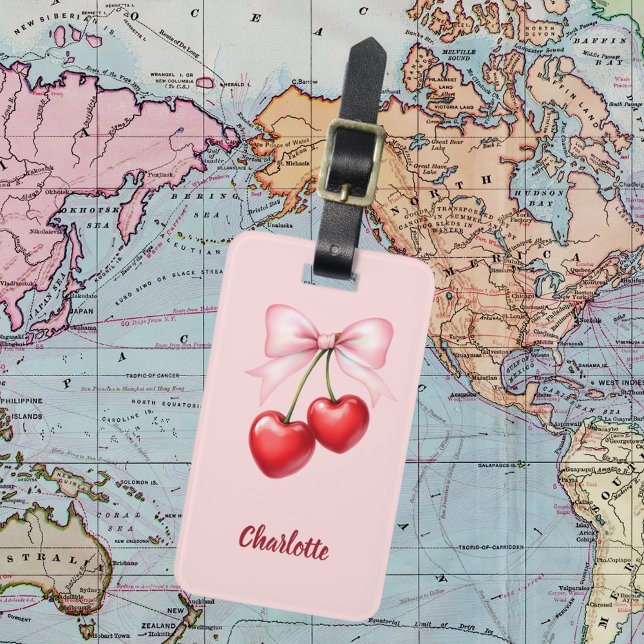 Cherry bow rosa name gepäckanhänger (Von Creator hochgeladen)