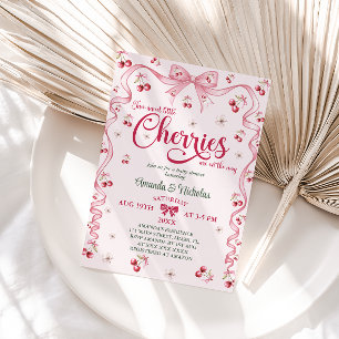 Cherry Bow Twin Girls Baby Shower Einladung