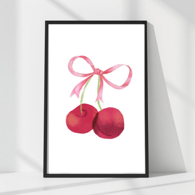 Cherry & Bow Wandkunst – 12x18 Poster (Mix & match sizes: Cherry & Bow wall art in 24x36, 16x24, 12x18, 8x12 & 4x6.)