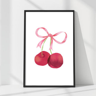 Cherry & Bow Wandkunst – 4x6 Poster