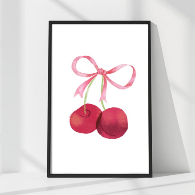 Cherry & Bow Wandkunst – 4x6 Poster (Mix & match sizes: Cherry & Bow wall art in 24x36, 16x24, 12x18, 8x12 & 4x6.)