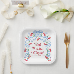 Cherry Bows Watercolor Pappteller