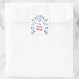 Cherry Bows Watercolor Quadratischer Aufkleber