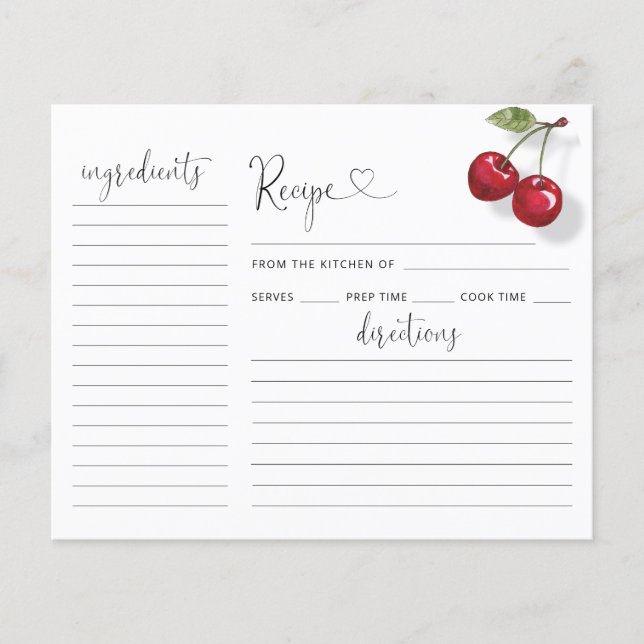 Cherry Brautparty Rezept Card (Vorderseite)