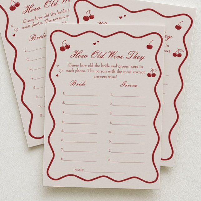 Cherry Bridal Shower Age Guessing Game Card Einladung (Von Creator hochgeladen)