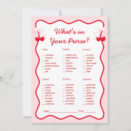 Cherry Bridal Shower What's in Your Purse Game Einladung