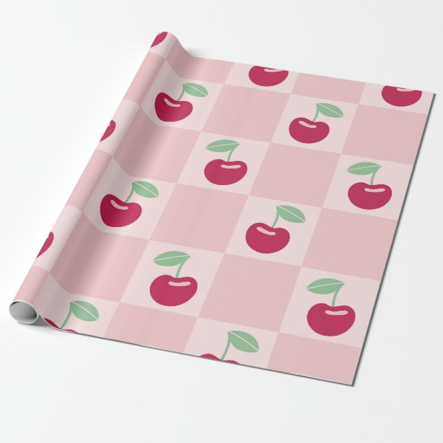 Cherry Checkerboard Delight Geschenkpapier (Ungerollt)