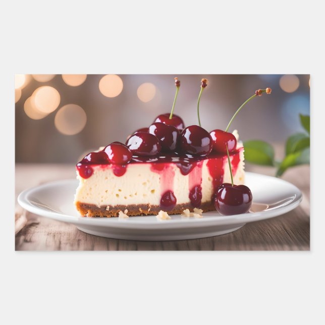 Cherry Cheesecake Rechteckiger Aufkleber (Vorderseite)