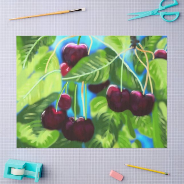 Cherry Cherries mit Baumzweigen deoupage Seidenpapier (Basteln)