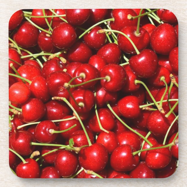 Cherry Cherries Red Getränkeuntersetzer (Vorderseite)