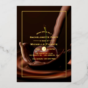 Cherry Chocolate Splash Junggeselinnen-Abschied Fo Folieneinladung