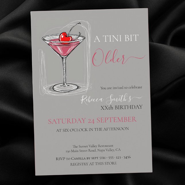 Cherry-Cocktail Ein tini-Bit Ältere Doodle Geburts Einladung (Von Creator hochgeladen)