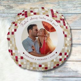 Cherry Coded Valentine's Day Round Custom Pillow Rundes Kissen