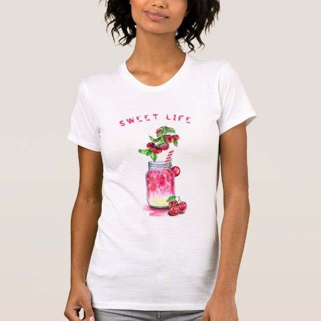 Cherry Cool Drink Funny Party T - Shirt Benutzerde (Vorderseite)
