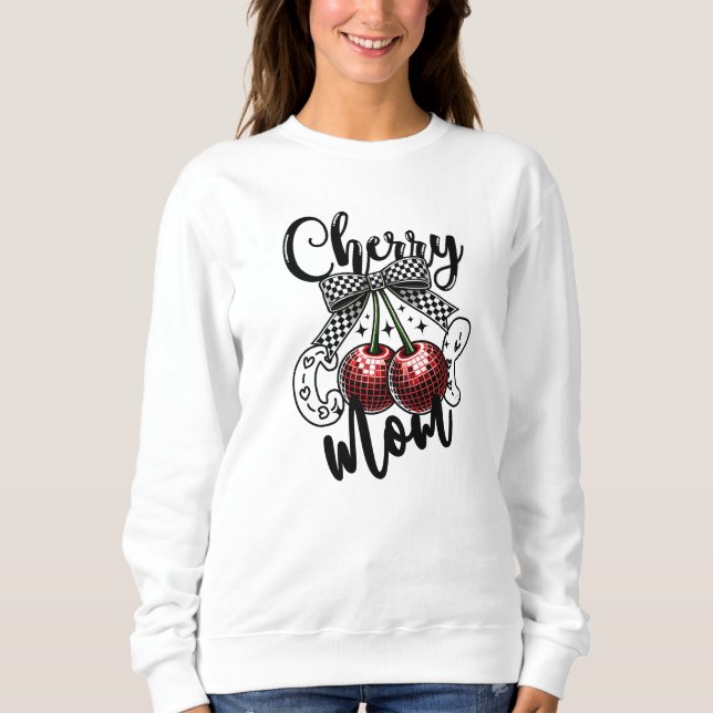 Cherry Coole Mama Red Disco Cherries Schachbrei Sweatshirt (Vorderseite)