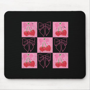 Cherry Coquette Bow Ribbon Pink Valentine überprüf Mousepad