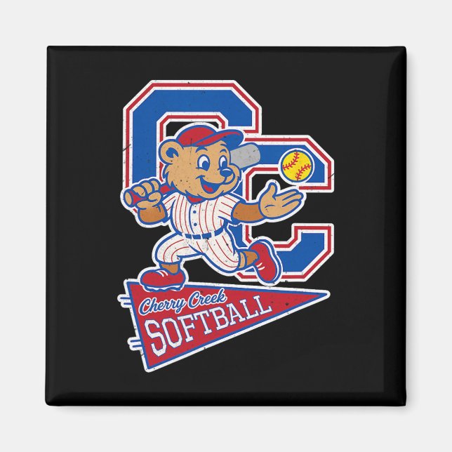 Cherry Creek High School Softball Mit Maskottchen  Magnet (Vorne)