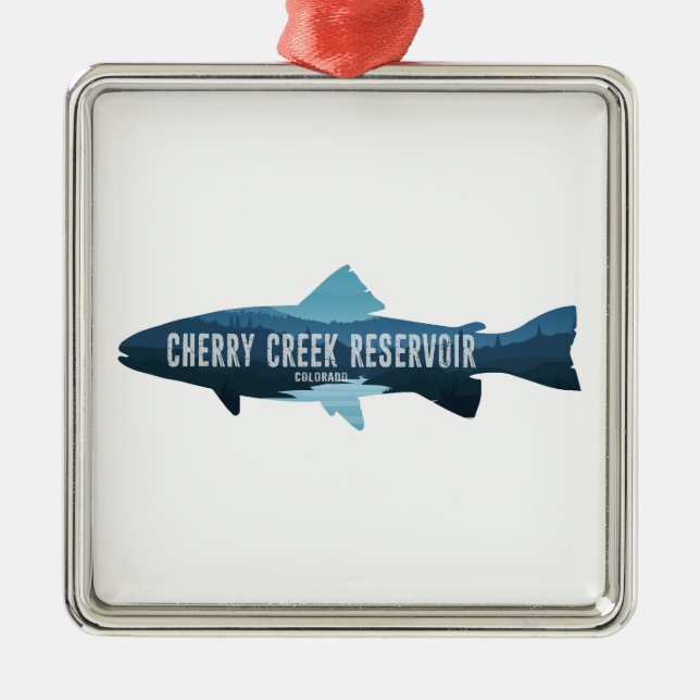 Cherry Creek Reservoir Colorado Fisch Ornament Aus Metall (Vorne)
