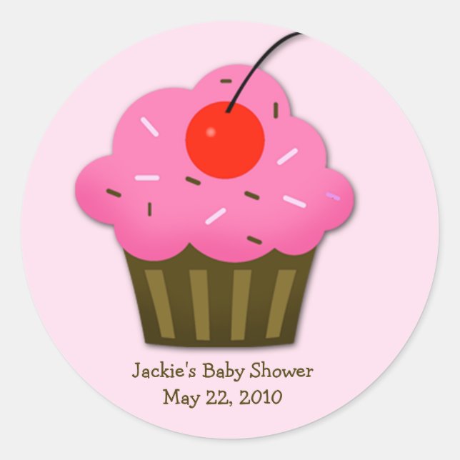 Cherry Cupcake Baby Dusche Gefallen Sticker (Vorderseite)
