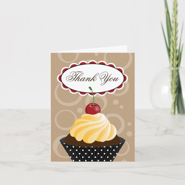 Cherry Cupcake Bakery Thank You Dankeskarte (Vorderseite)
