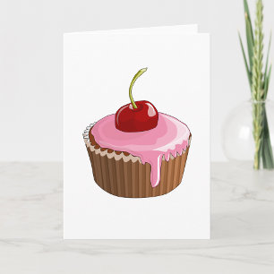 Cherry Cupcake Grußkarten Karte