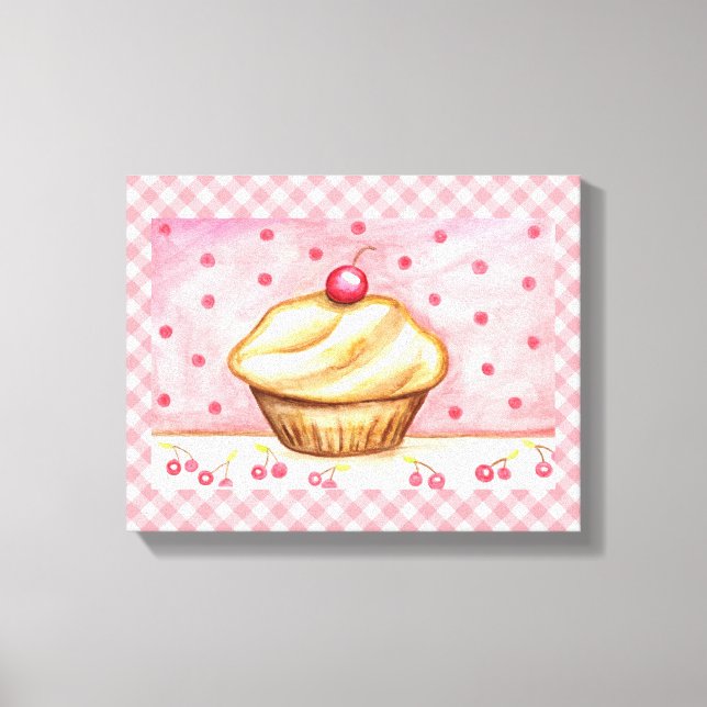 Cherry Cupcake Leinwand Art Print (Vorderseite)