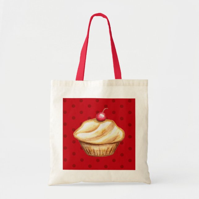 Cherry Cupcake Tote Bag Tragetasche (Vorne)