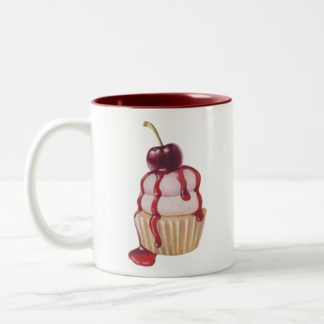 Cherry Cupcake Zweifarbige Tasse (Links)