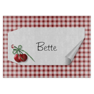Cherry Curl Tag Glas Cutting Board Schneidebrett