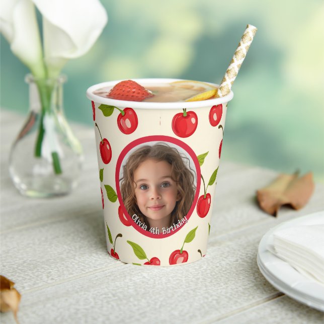 Cherry Custom Foto and name Paper cups Pappbecher (In Situ)
