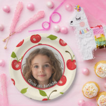 Cherry Custom Foto and name Paper Plate