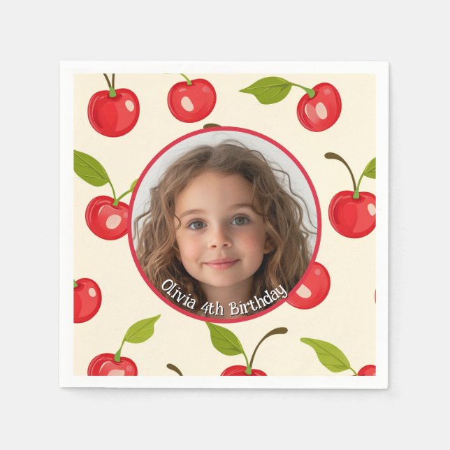 Cherry Custom Foto and name Paper Plate Serviette (Vorderseite)