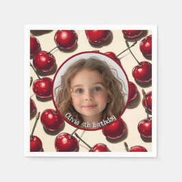 Cherry Custom Foto and name Paper Plate Serviette