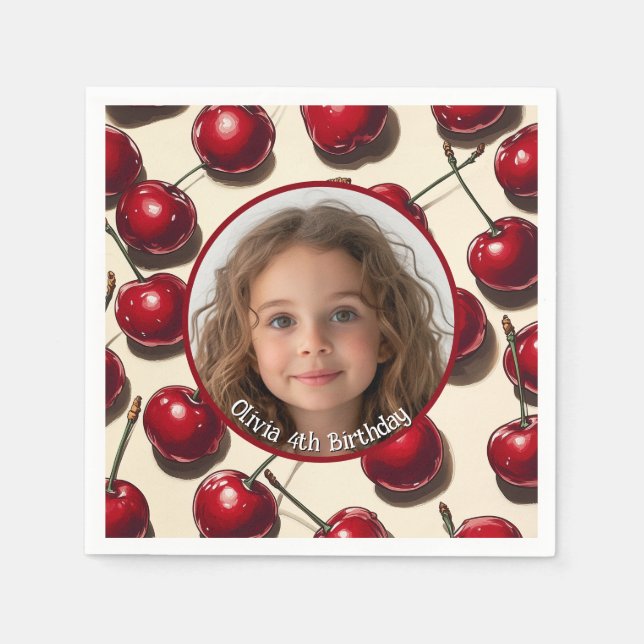 Cherry Custom Foto and name Paper Plate Serviette (Vorderseite)