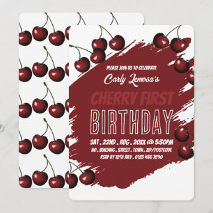 Cherry Design, Cherry First Birthday Einladung